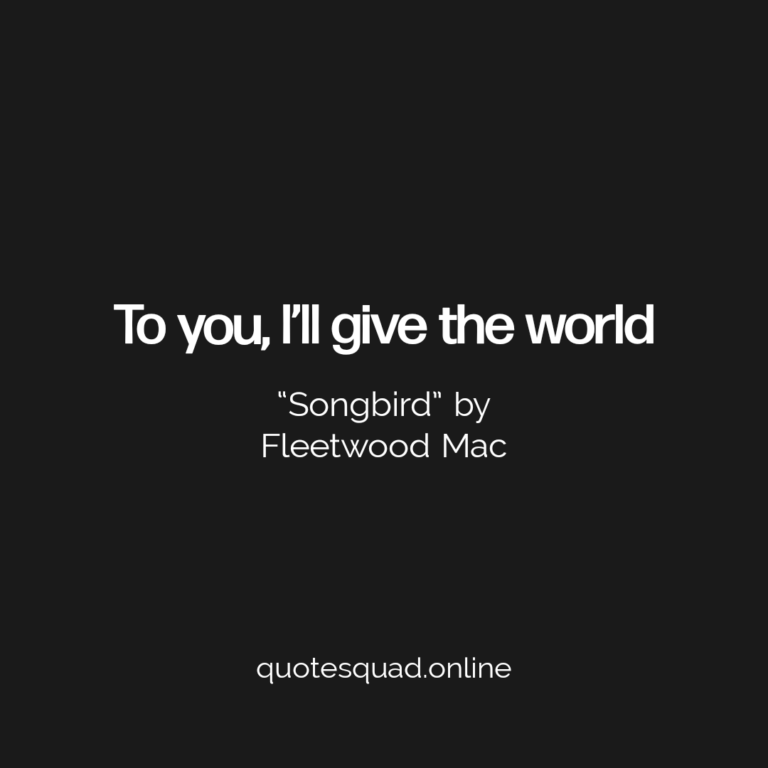 To you I'll give the world Fleetwood Mac - Quote Squad